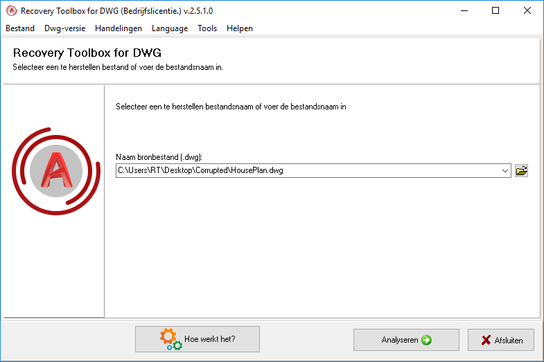 dwg-bestand herstellen