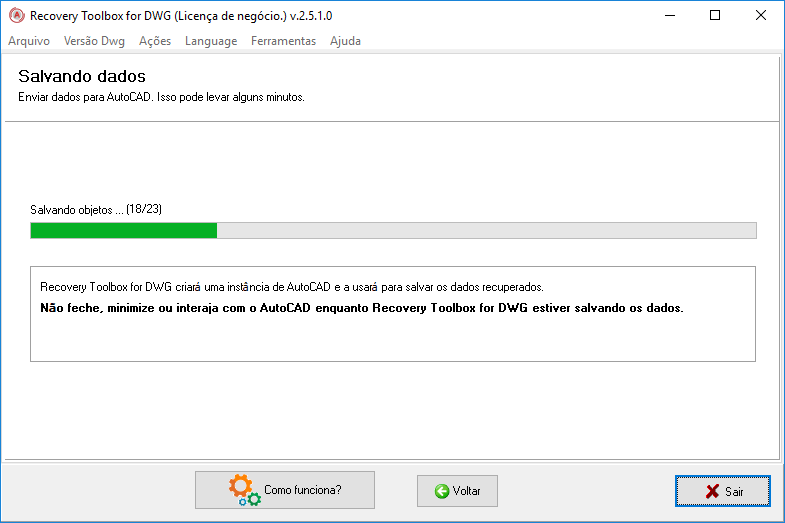 ferramenta de reparo do autocad