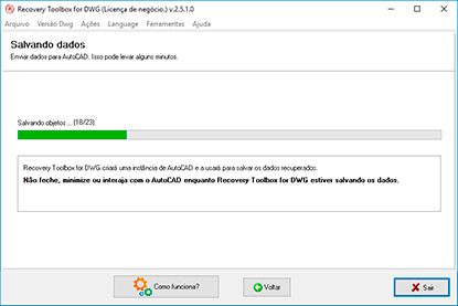 Exportar a informação DWG recuperada