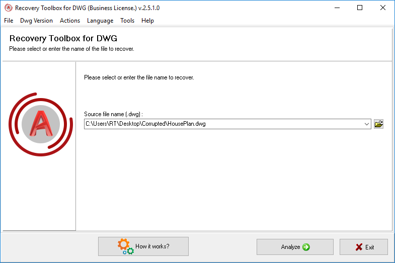 recover dwg file